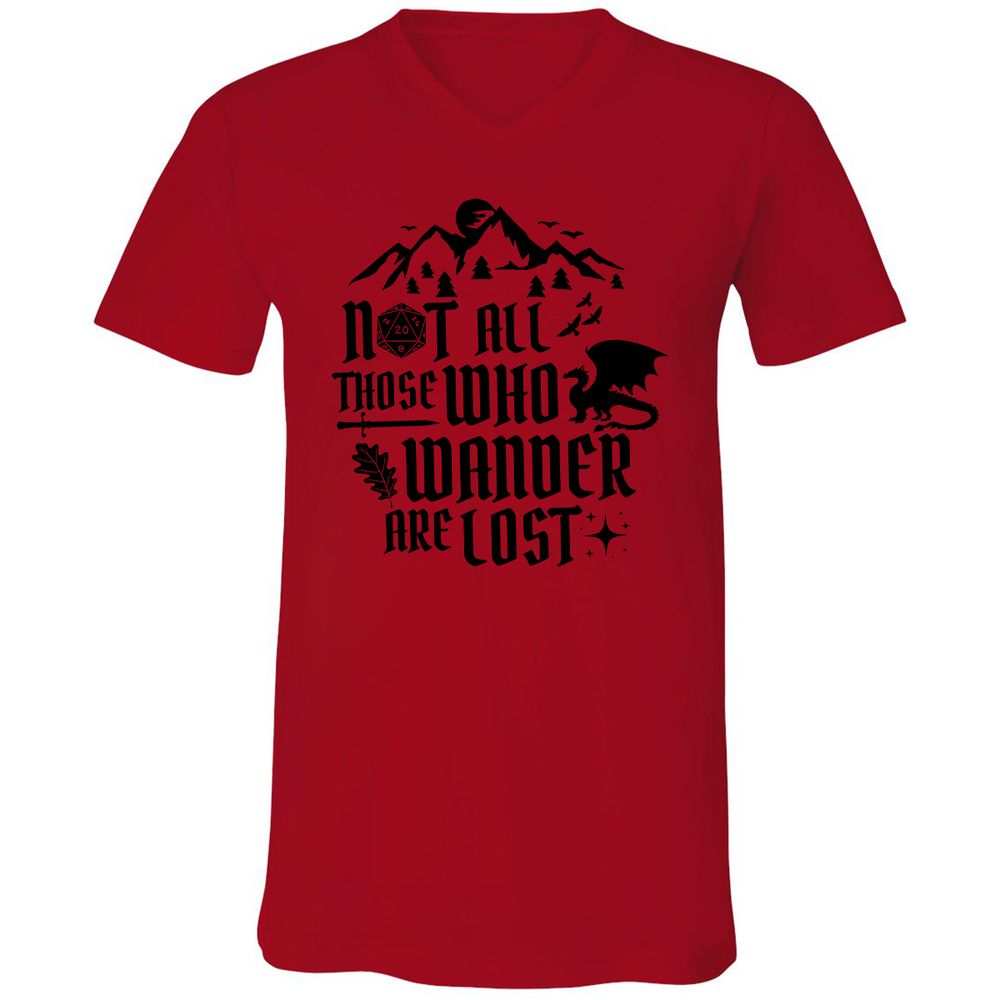 Not All Those Who Wander Are Lost Unisex V-Neck T-Shirt - Red - 3