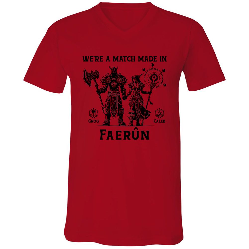 Custom DnD Class Couple Unisex V-Neck T-Shirt - Red - 3
