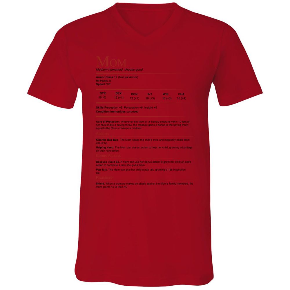 Mom Stats Unisex V-Neck T-Shirt - Red - 3