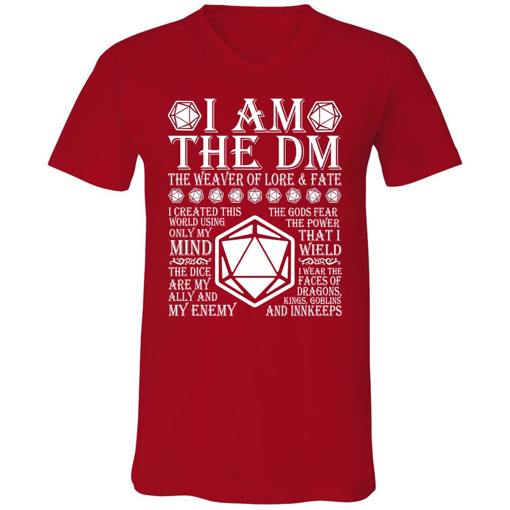 I Am The DM The Weaver Of Lore And Fate Unisex V-Neck T-Shirt - Red - 3