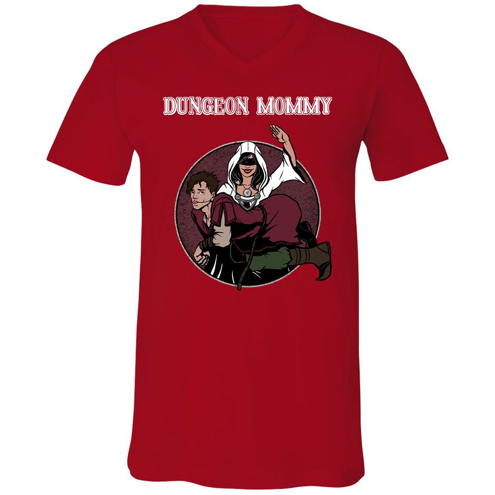 Dominant Dungeon Mommy Unisex V-Neck T-Shirt - Red - 3