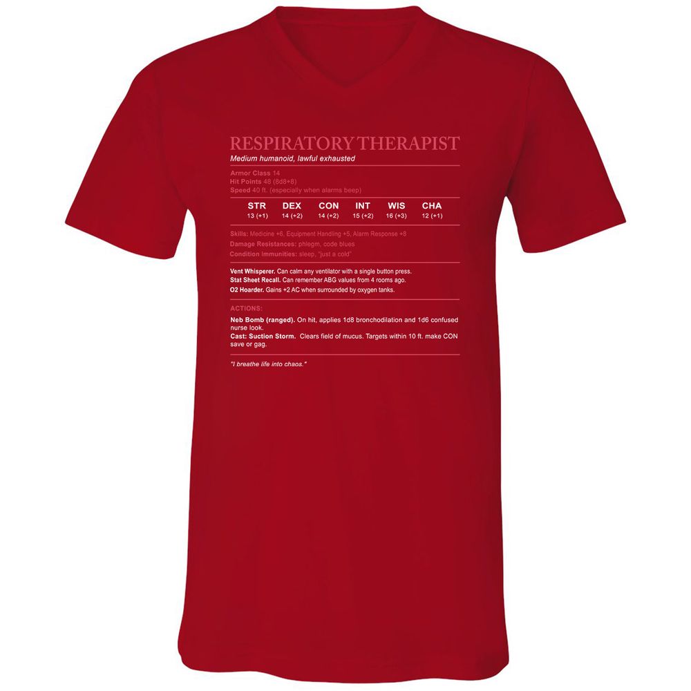 Respiratory Therapist Unisex V-Neck T-Shirt - Red - 3