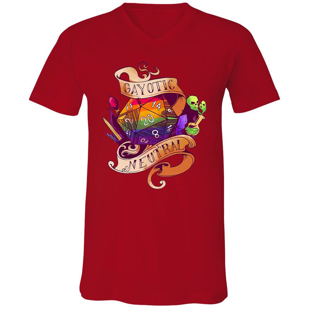 Gayotic Neutral Unisex V-Neck T-Shirt - Red - 3