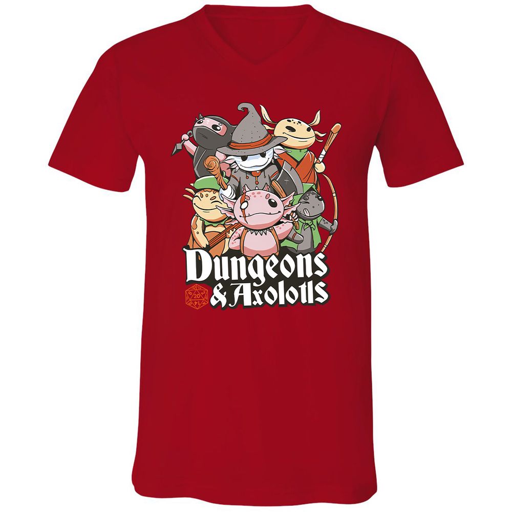 Dungeons And Axolotls Unisex V-Neck T-Shirt - Red - 3