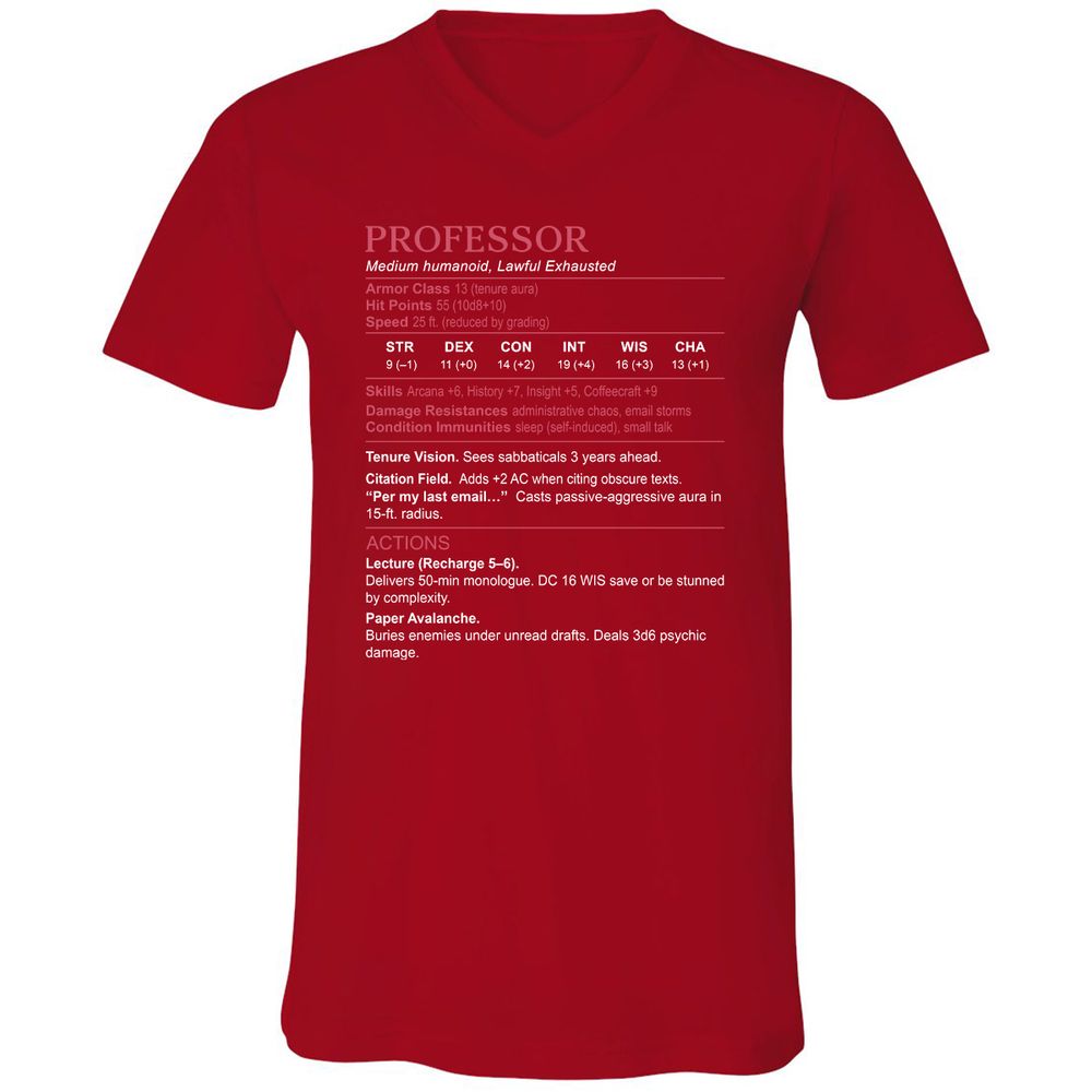 Professor Stats Unisex V-Neck T-Shirt - Red - 3