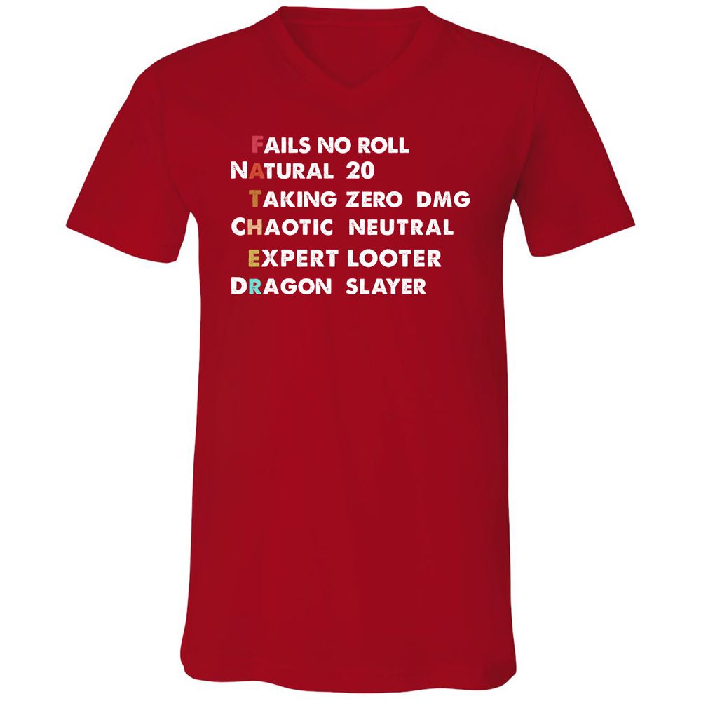 Father D&D Unisex V-Neck T-Shirt - Red - 3