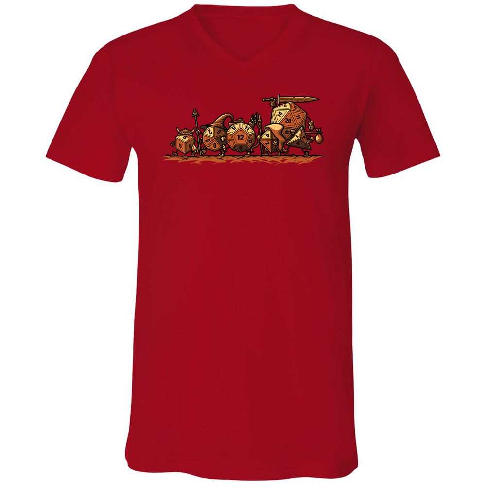 Fellowship Of The Dices Unisex V-Neck T-Shirt - Red - 3