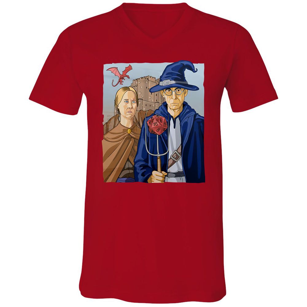 DnD Gothic Unisex V-Neck T-Shirt - Red - 3