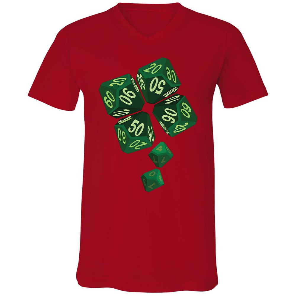 Dice Clover Unisex V-Neck T-Shirt - Red - 3