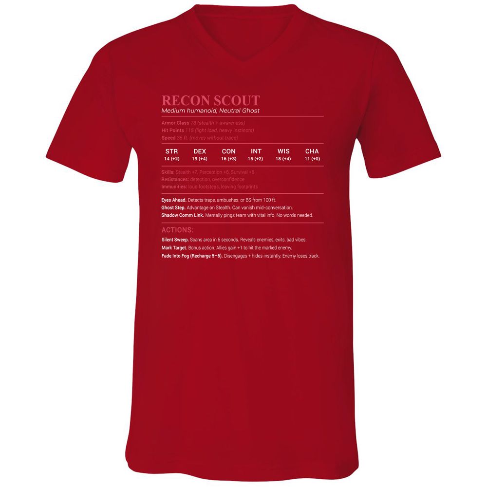 Recon Scout Unisex V-Neck T-Shirt - Red - 3