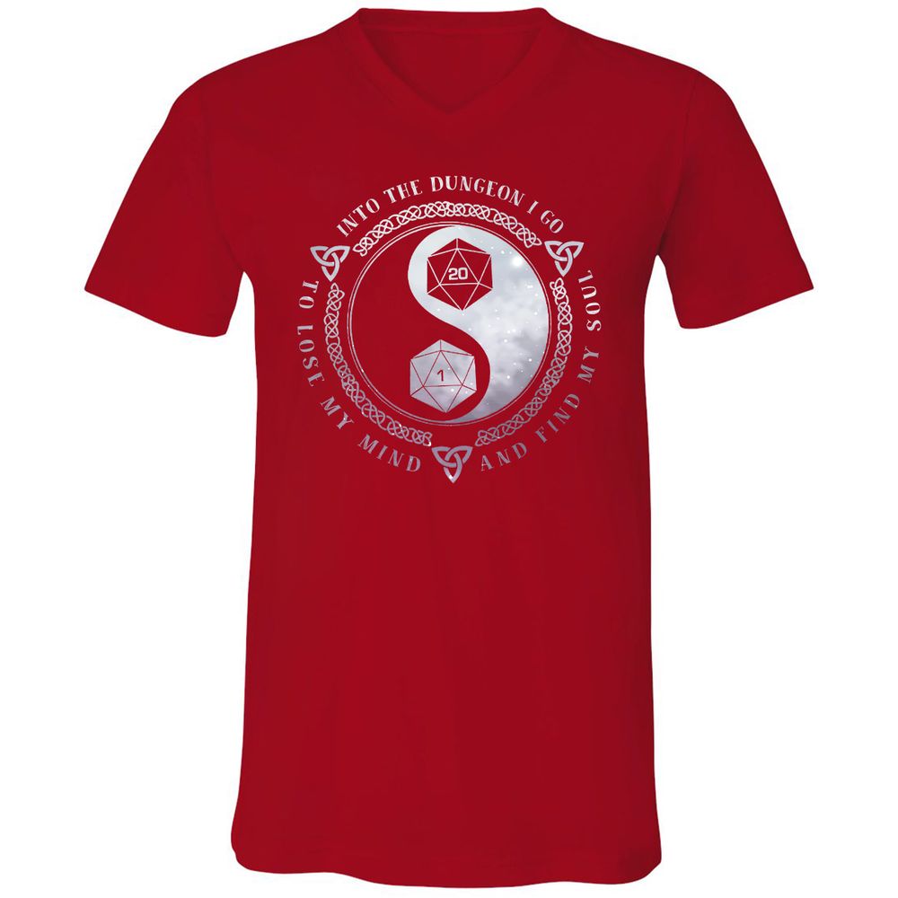 Into The Dungeon I Go Unisex V-Neck T-Shirt - Red - 3