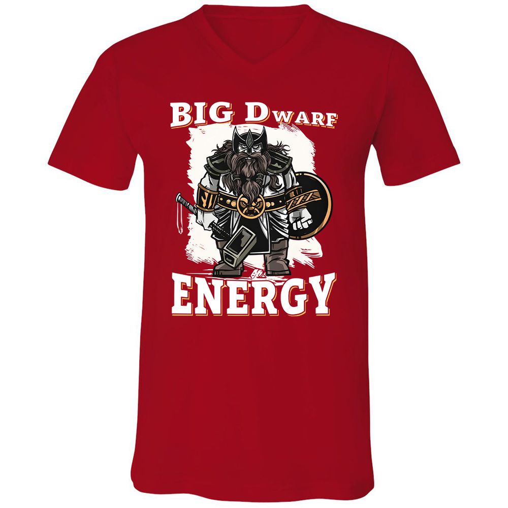 Big Dwarf Energy Unisex V-Neck T-Shirt - Red - 3