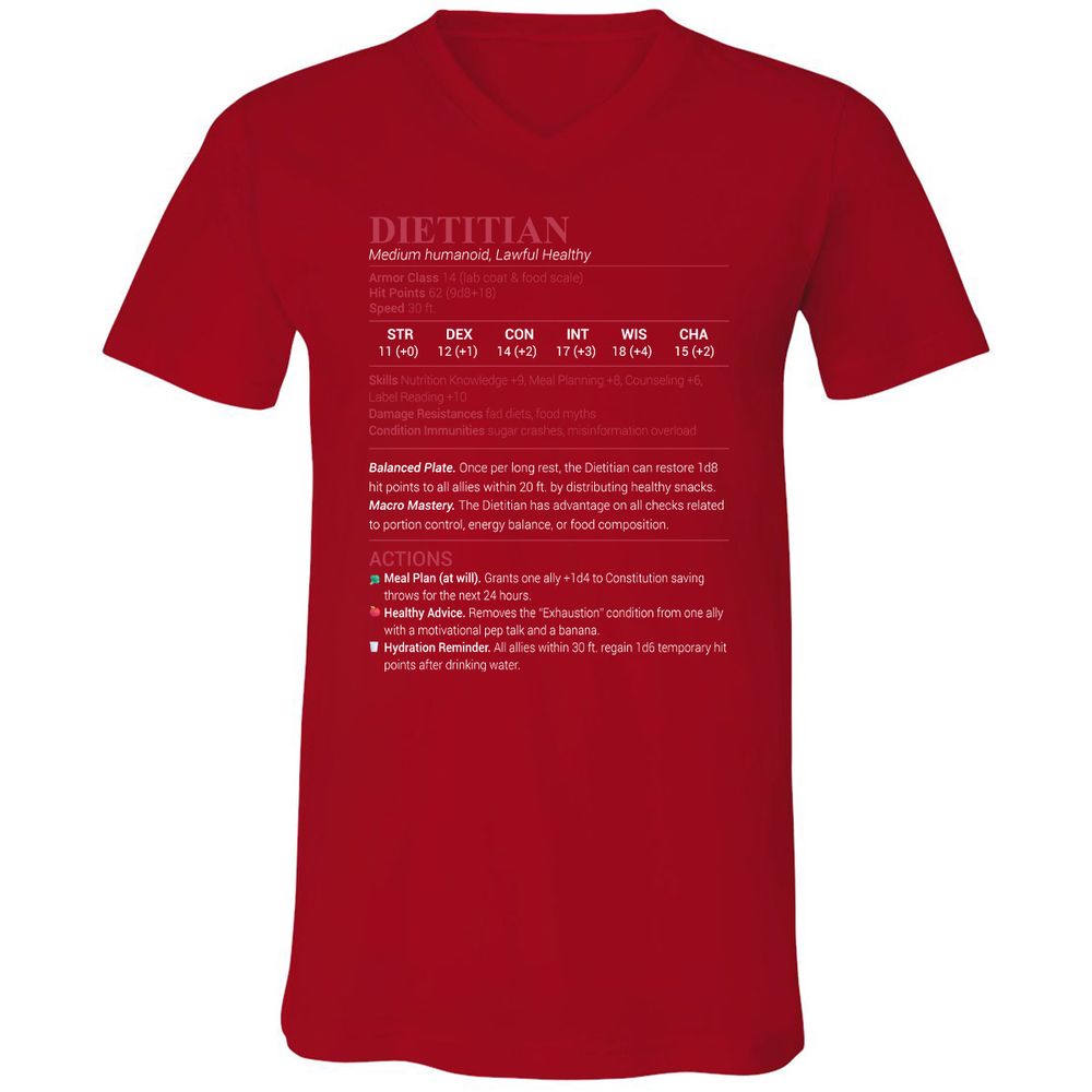 Dietitian Unisex V-Neck T-Shirt - Red - 3