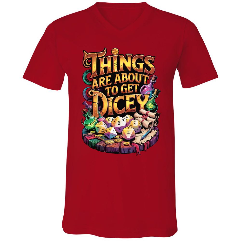 Things Are About To Get Dicey Unisex V-Neck T-Shirt - Red - 3
