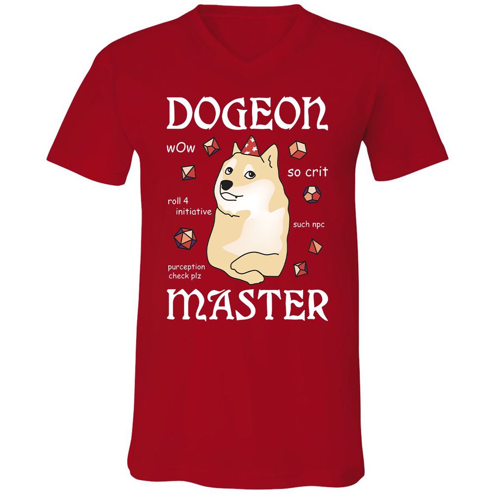 Dogeon Master Unisex V-Neck T-Shirt - Red - 3