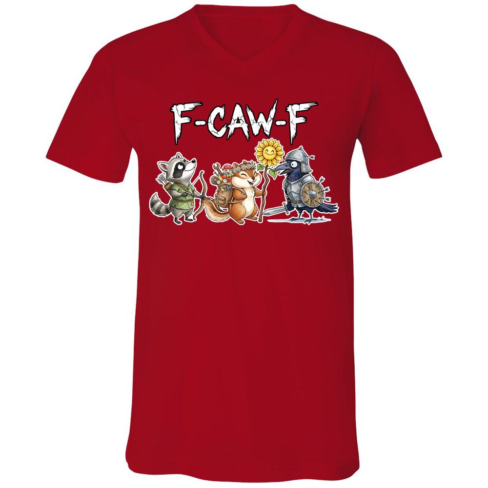F-CAW-F Adventuring party Unisex V-Neck T-Shirt - Red - 3