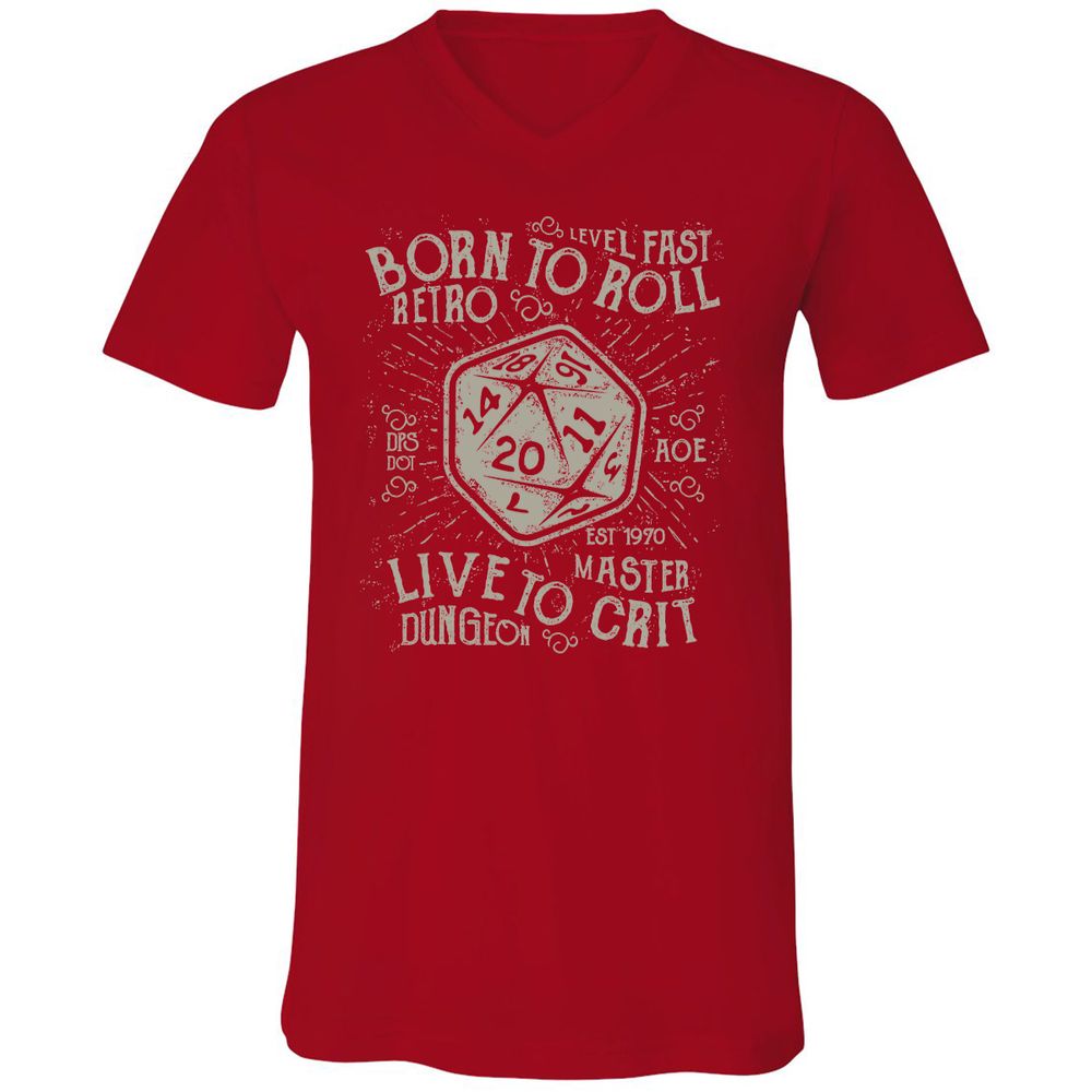 Born To Roll Live To Crit Unisex V-Neck T-Shirt - Red - 3