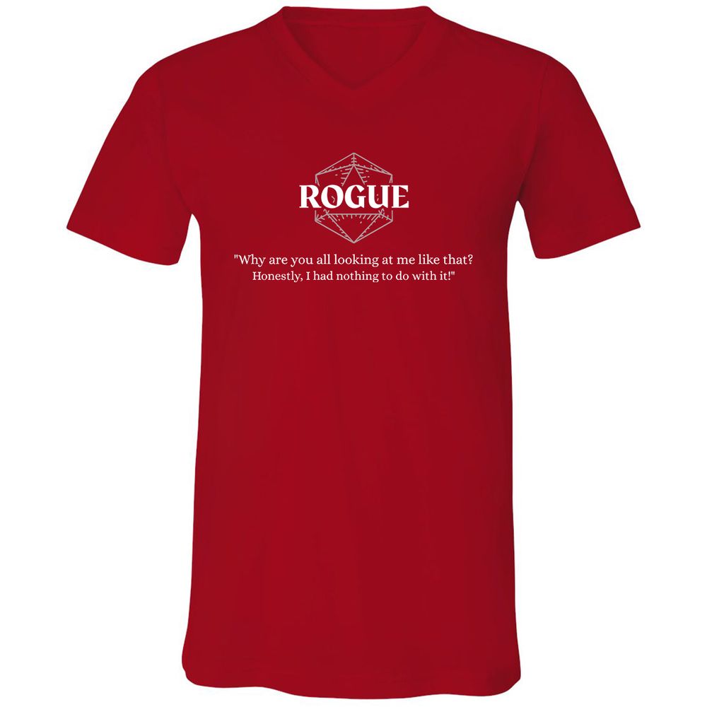 Rogue – Why Are You All Looking At Me Like That Unisex V-Neck T-Shirt - Red - 3