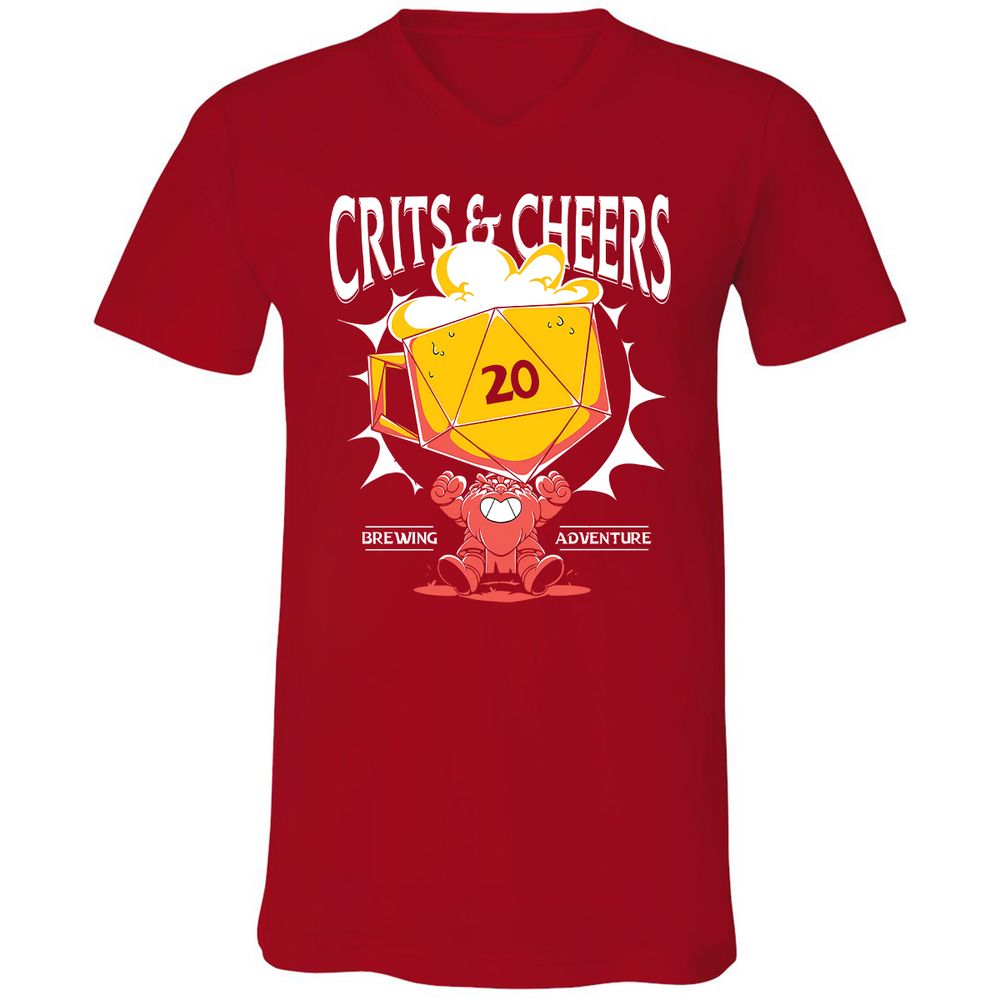 Crits & Cheers Unisex V-Neck T-Shirt - Red - 3