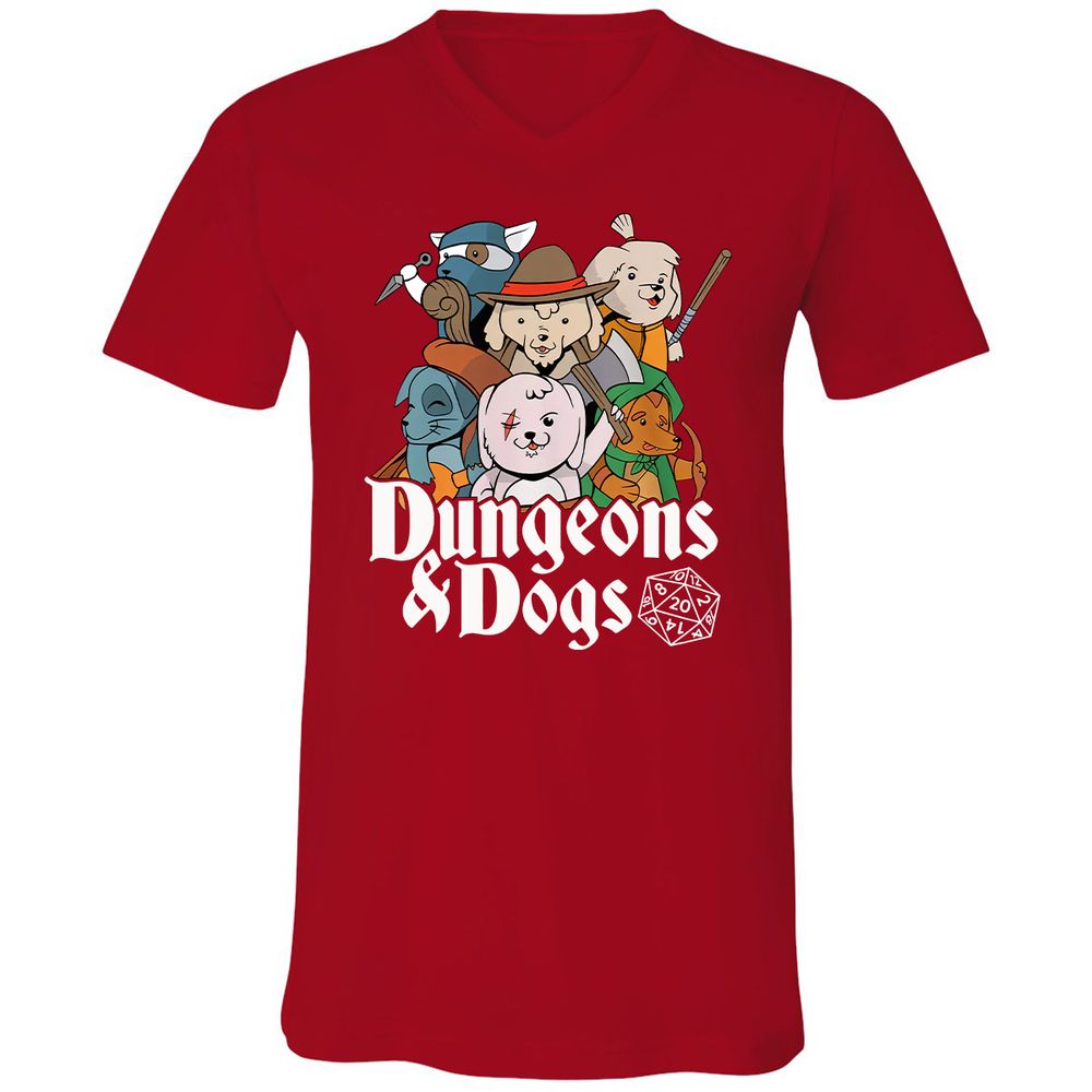 Dungeons & Dogs Unisex V-Neck T-Shirt - Red - 3