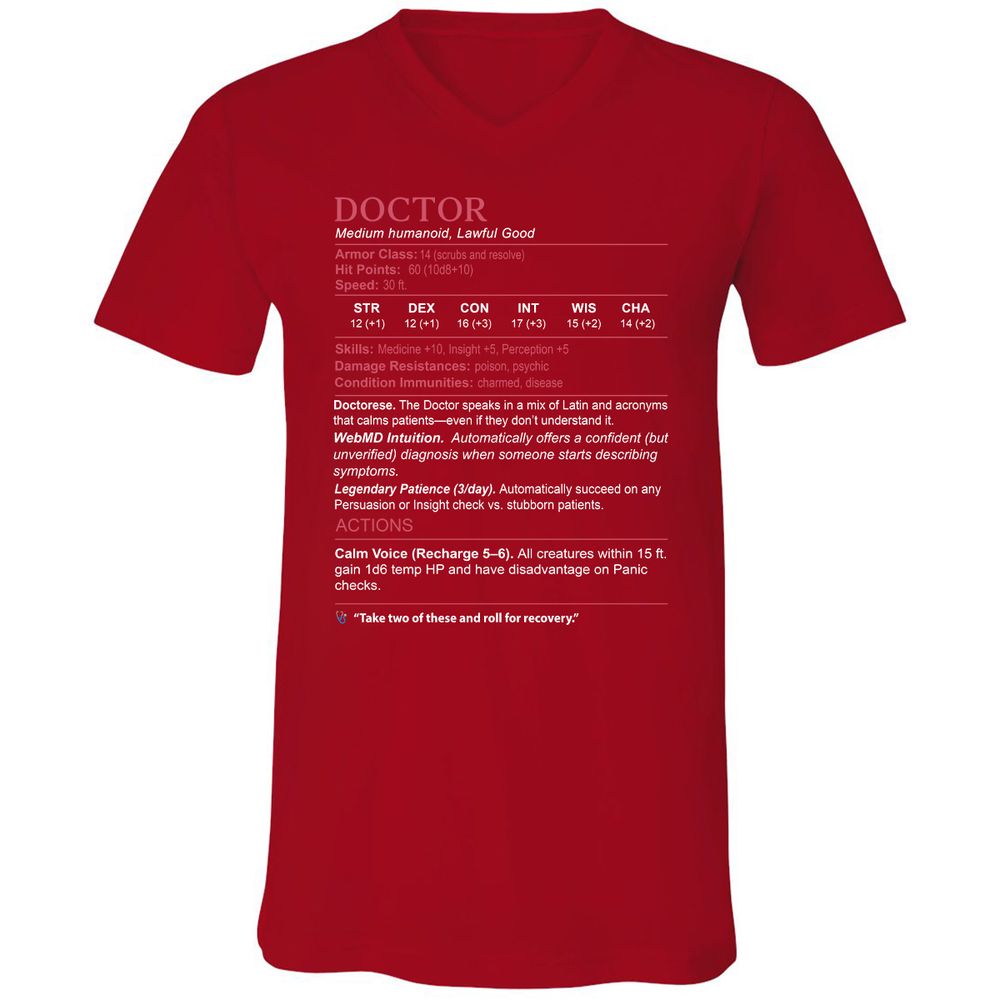 Doctor Stats Unisex V-Neck T-Shirt - Red - 3