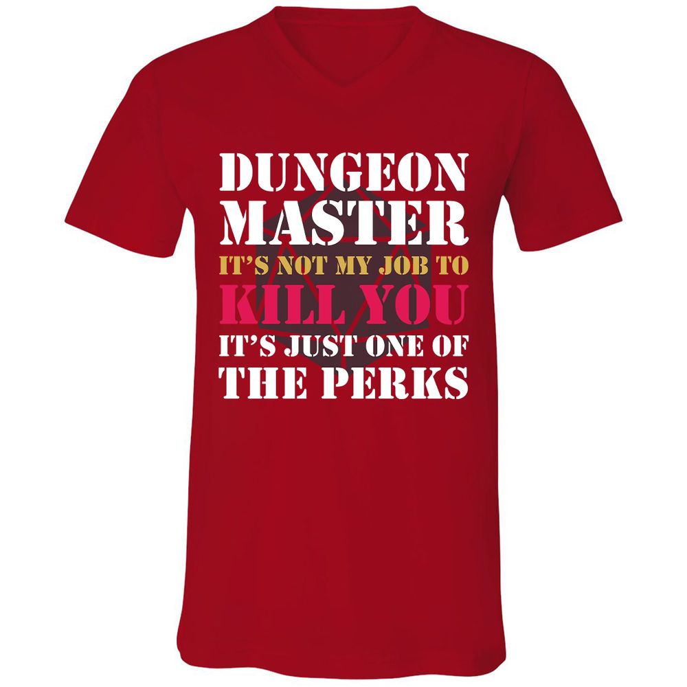 DUNGEON MASTER NOT MY JOB Unisex V-Neck T-Shirt - Red - 3