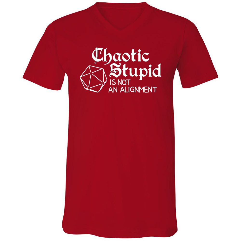 Chaotic Stupid Is Not An Alignment Unisex V-Neck T-Shirt - Red - 3
