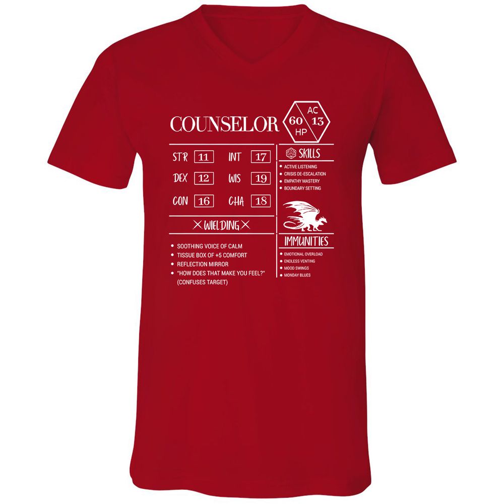 Counselor New Unisex V-Neck T-Shirt - Red - 3