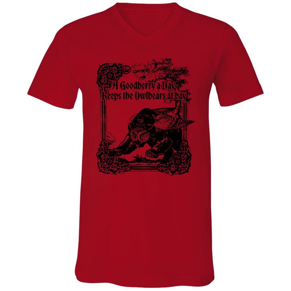 A Goodberry A Day Keeps The Owlbears At Bay Unisex V-Neck T-Shirt - Red - 3