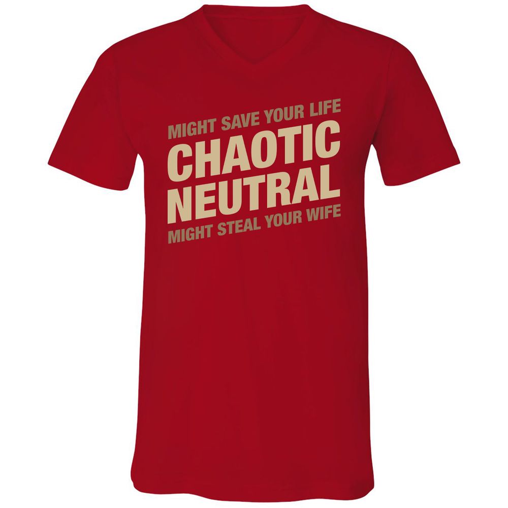 Might Save Your Life Might Steal Your Wife Unisex V-Neck T-Shirt - Red - 3