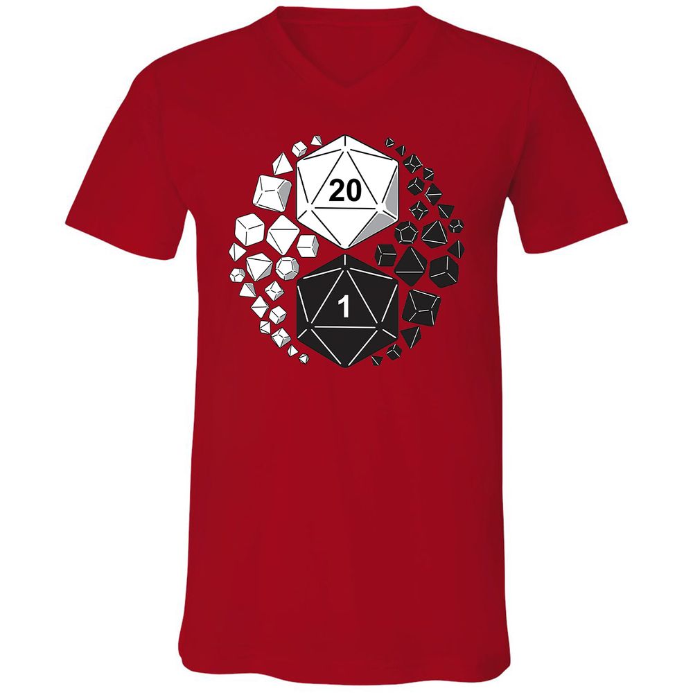 Gaming Yin Yang Unisex V-Neck T-Shirt - Red - 3
