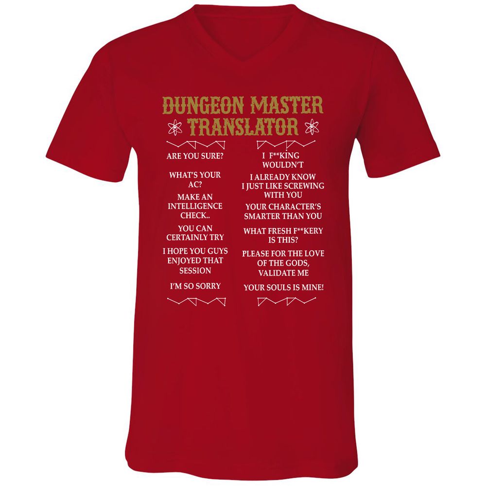 Dungeon Master Translator Unisex V-Neck T-Shirt - Red - 3