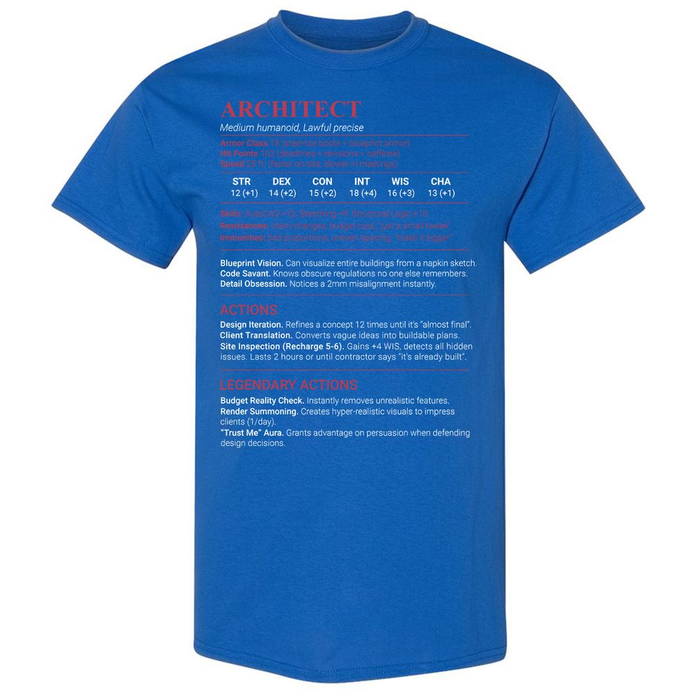 Architect Stats Classic Unisex T-Shirt - Royal - 3