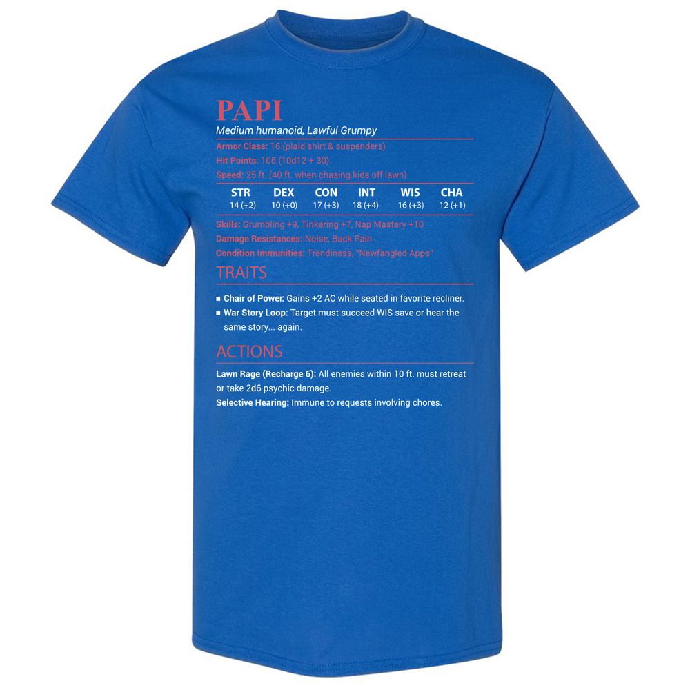 Papi Stats Classic Unisex T-Shirt - Royal - 3