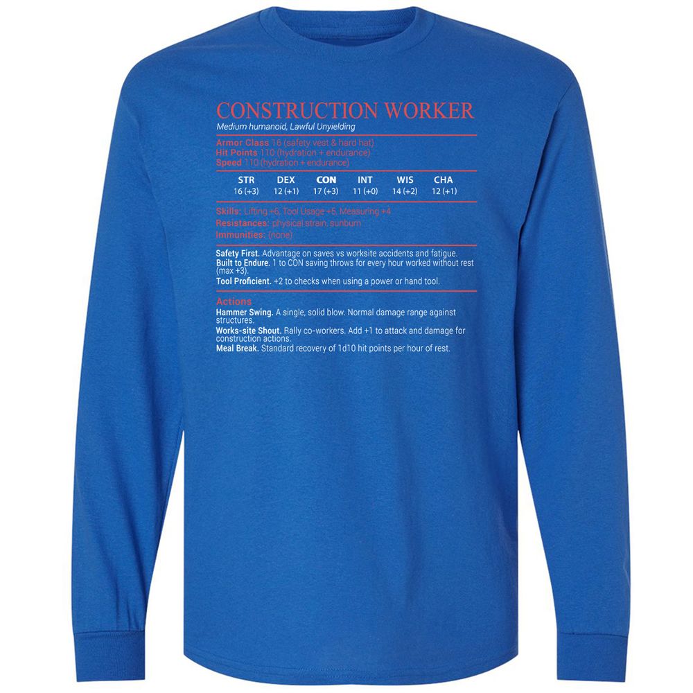 Construction Worker Stats Block - Royal - 3