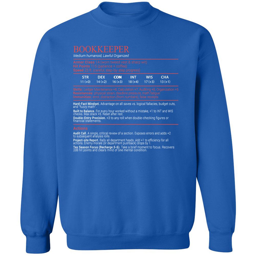 Bookkeepper Stats Block - Royal - 3
