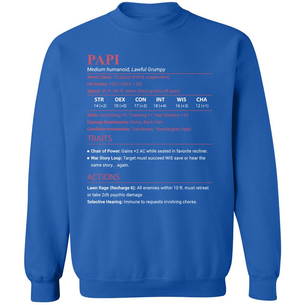 Papi Stats Classic Unisex Sweatshirt - Royal - 3