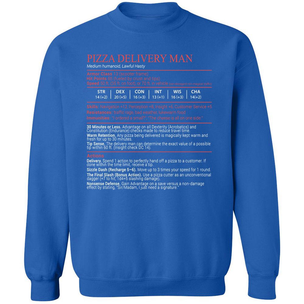 Pizza Delivery Man Stats Block - Royal - 3