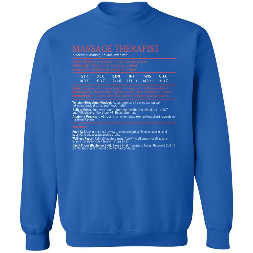 Massage Therapist Stats Block - Royal - 3