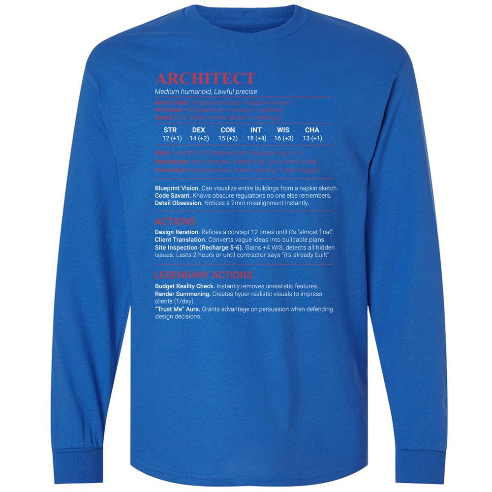 Architect Stats Long Sleeve T-Shirt - Royal - 3