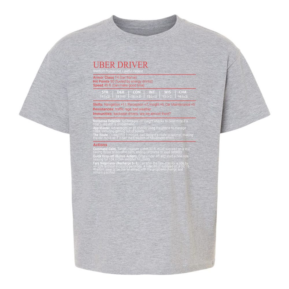 Uber Driver Stats Block Kids T-Shirt - Sport Grey - 3