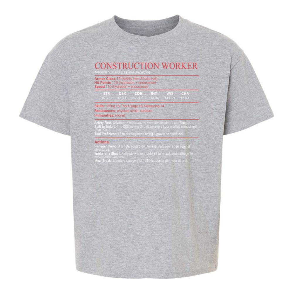 Construction Worker Stats Block - Sport Grey - 3