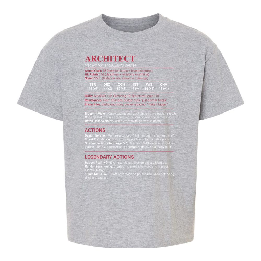 Architect Stats Kids T-Shirt - Sport Grey - 3