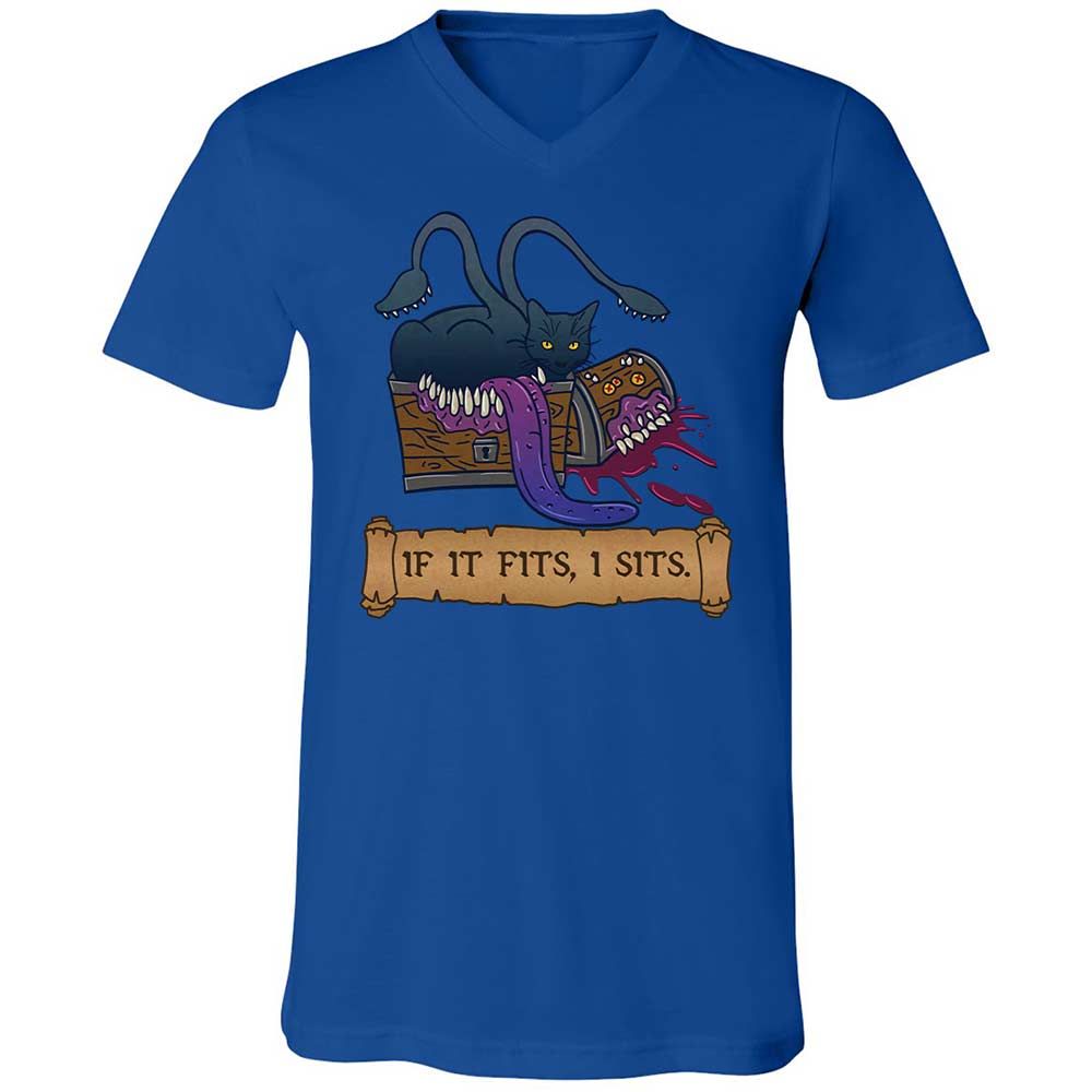 If It Fits I Sits Unisex V-Neck T-Shirt - True Royal - 3