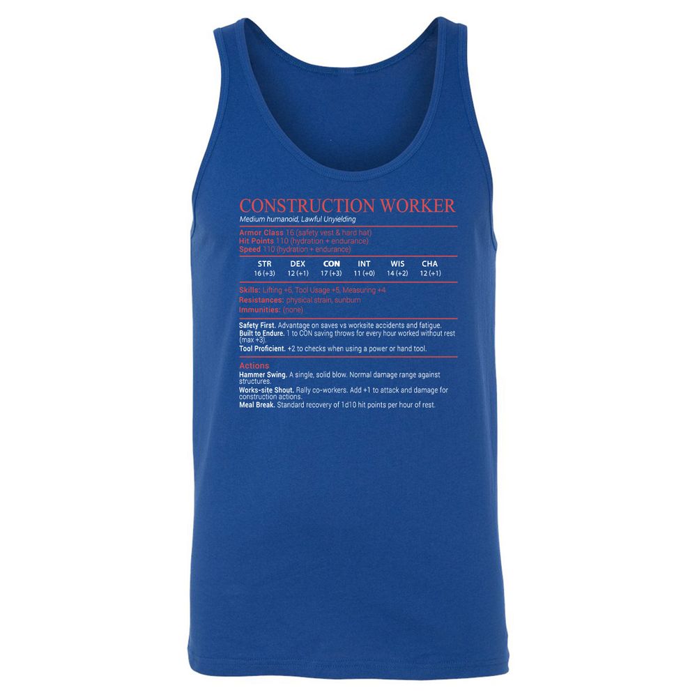 Construction Worker Stats Block - True Royal - 3