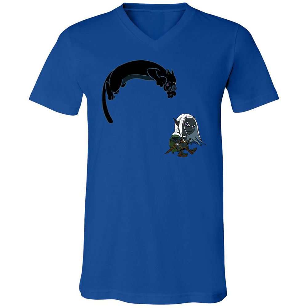 Drizzt and Guenhwyvar Unisex V-Neck T-Shirt - True Royal - 3