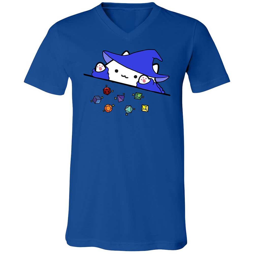 Cat Throws Dices Unisex V-Neck T-Shirt - True Royal - 3