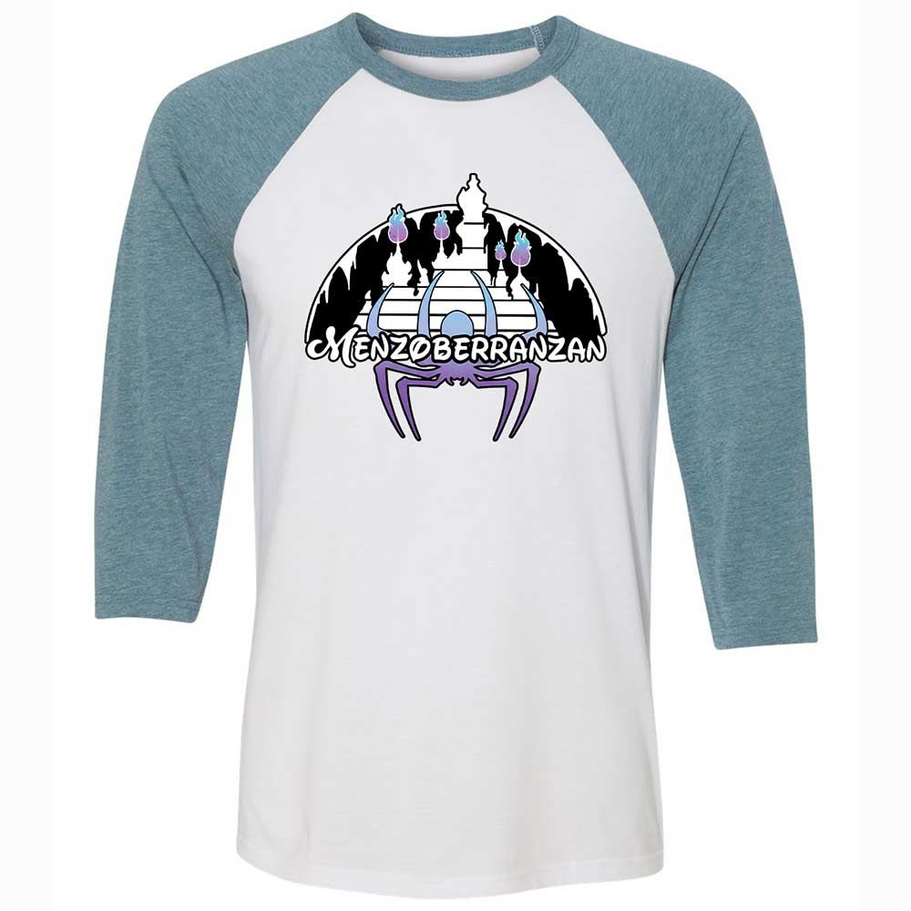 Menzoberranzan Unisex 3/4 Baseball Tee - White/Denim - 3