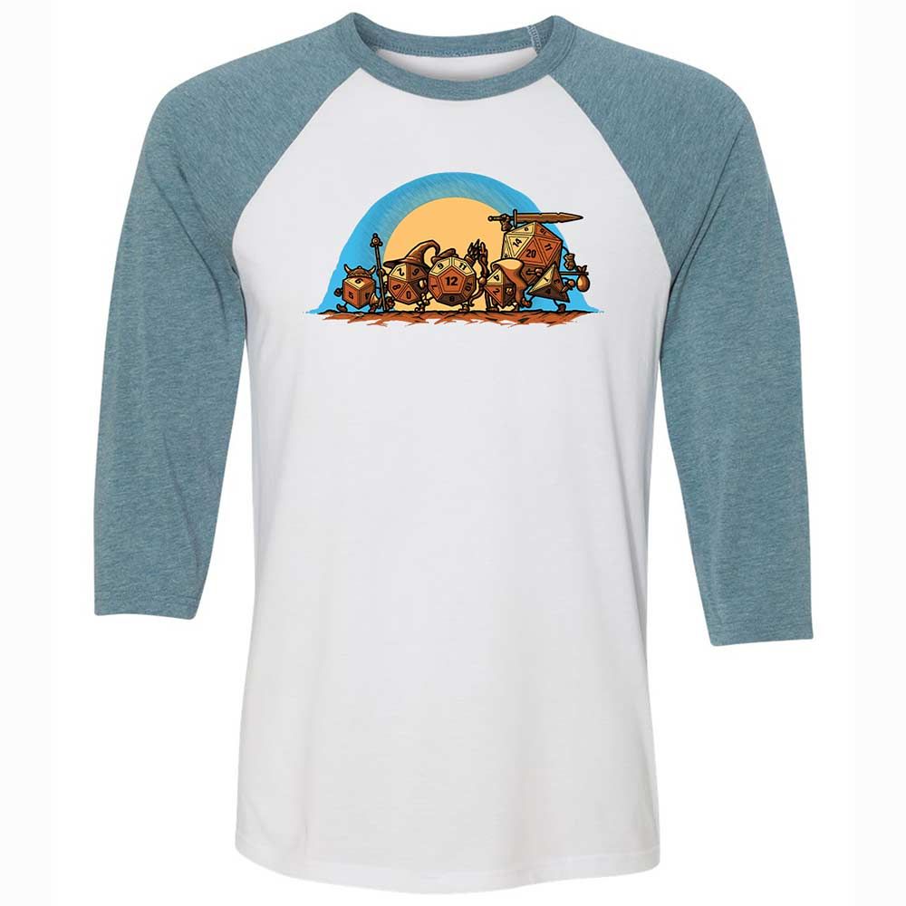 The Fellowship Of The Dice Unisex 3/4 Baseball Tee - White/Denim - 3