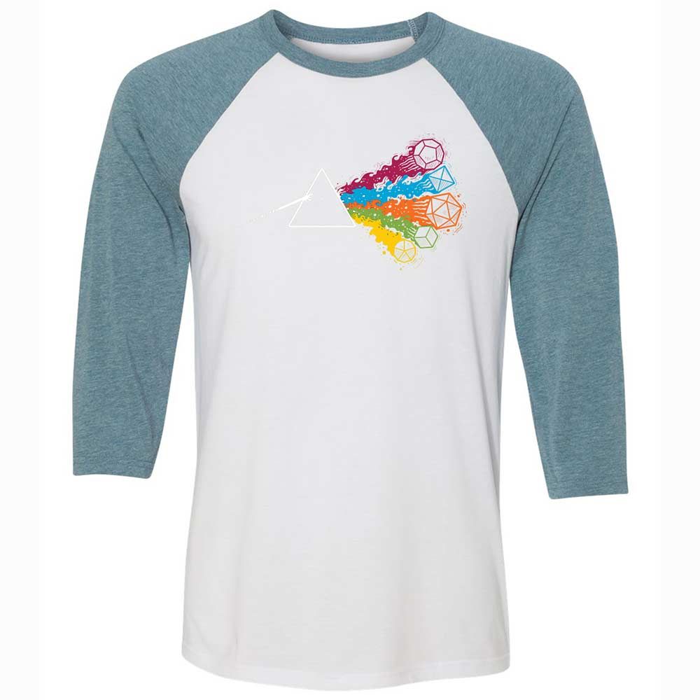 Dark Side Of The Dices Unisex 3/4 Baseball Tee - White/Denim - 3